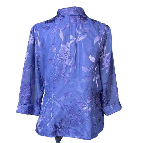 Alex Evenings Wrap Jacket Size 1X Floral Blue Sheer Sleeve Cocktail Dressy Party - Picture 7 of 8